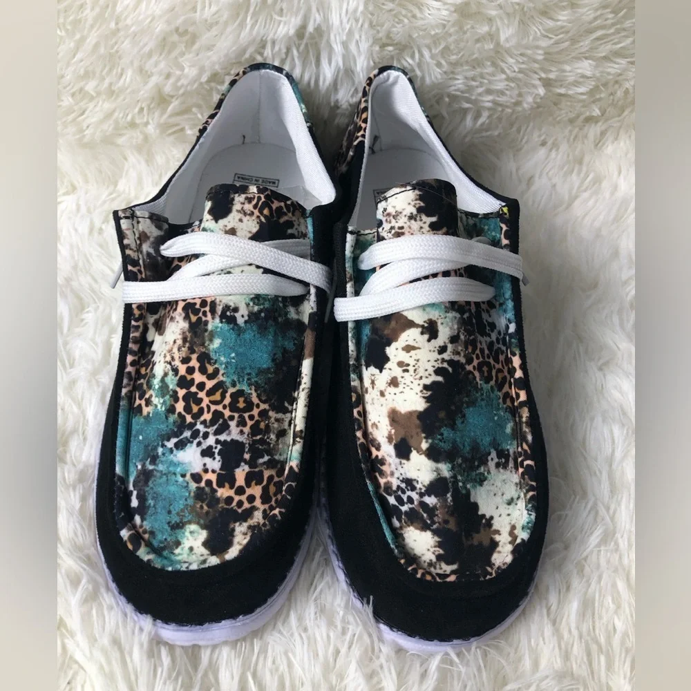 🐆🩵Women's Multicolor Animal Casual Shoes 42 US women’s 10 NWOT 🩵🐆 - Picture 5 of 16